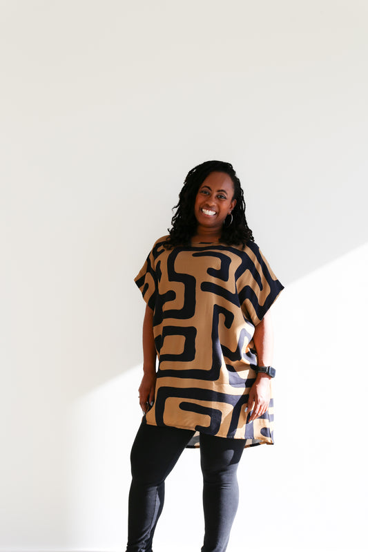 Sheila Tunic Top -Gold & Black