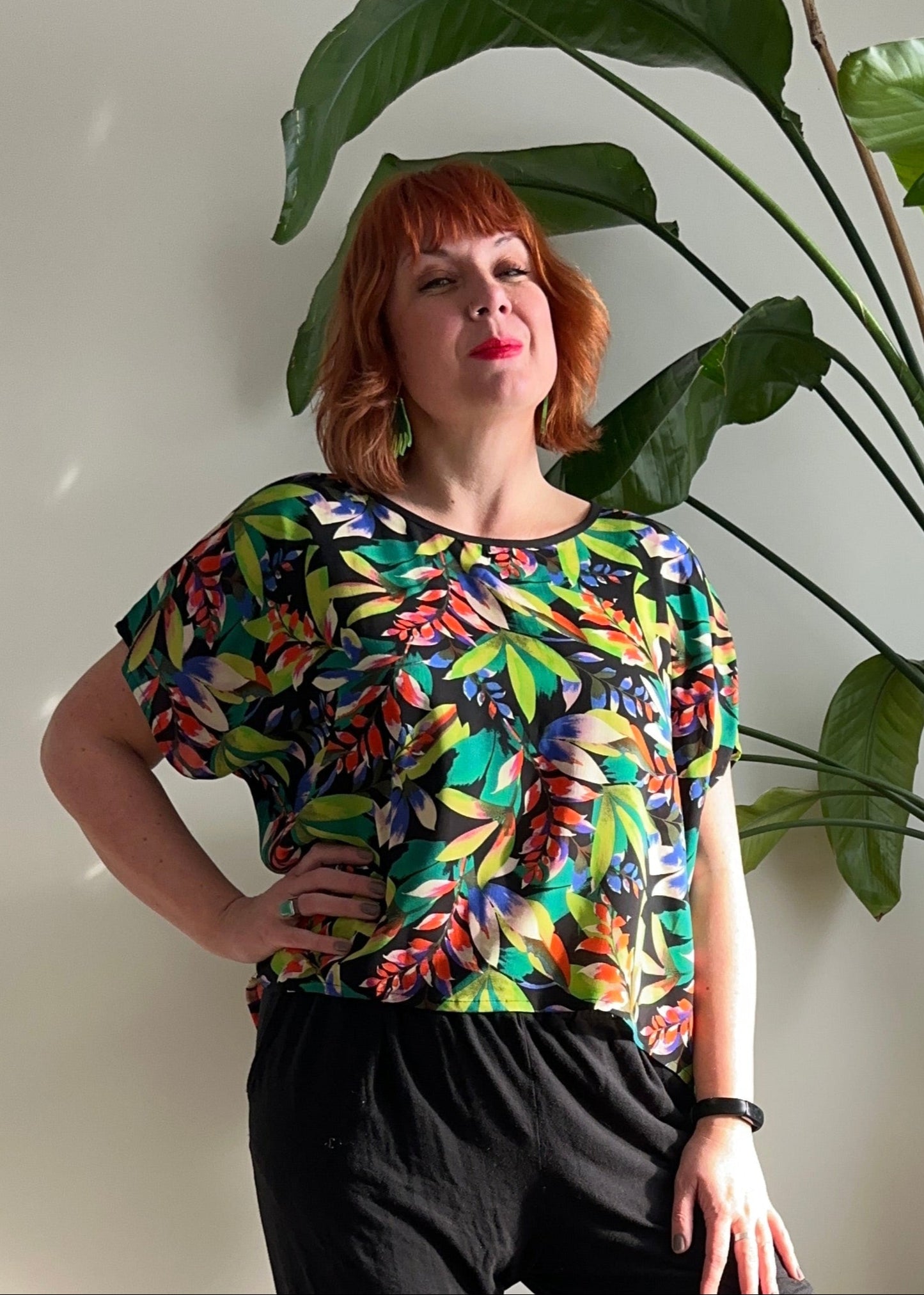 Julie Boxy Top -Tropical Print