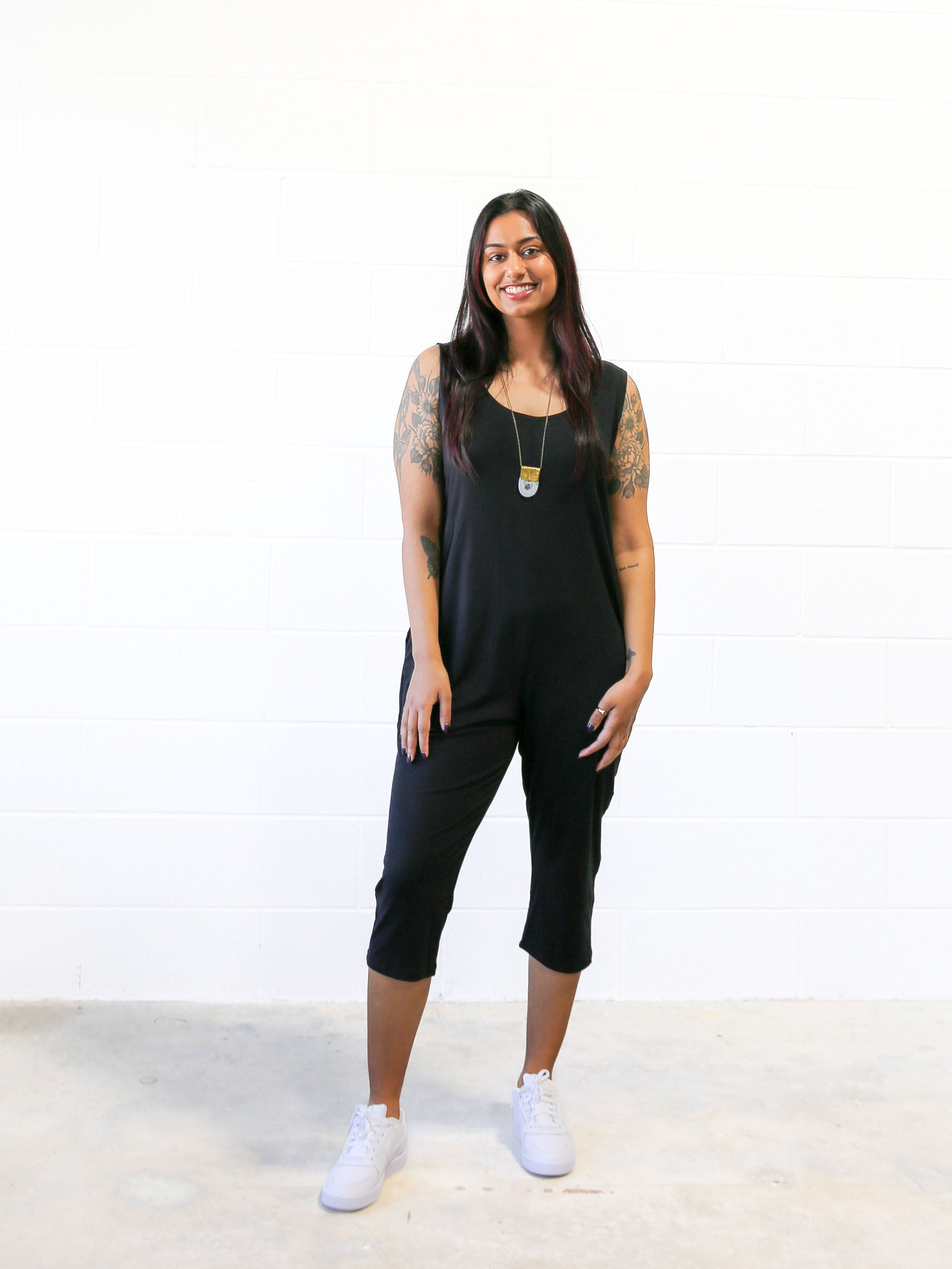 Capri jumpsuit with store sleeves