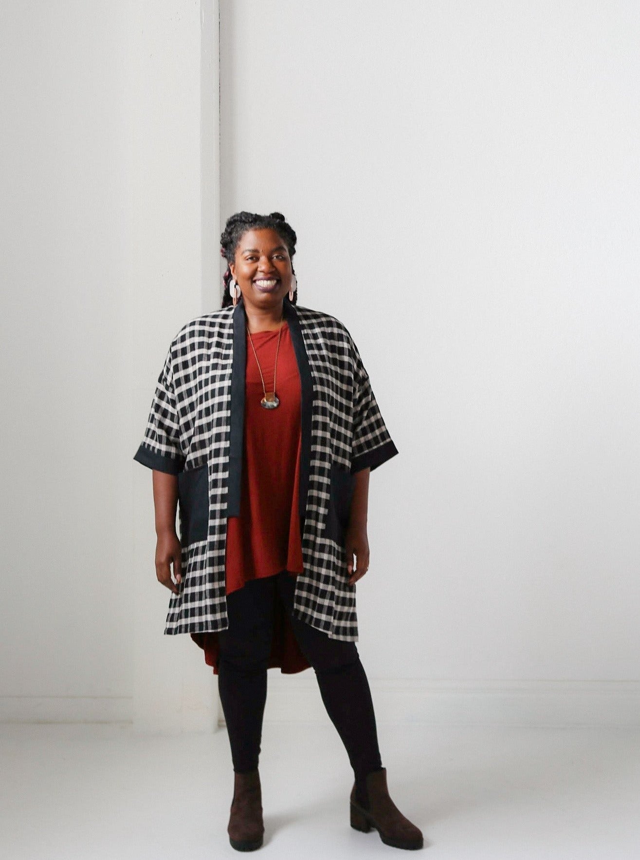 Eva Linen Jacket -Plaid – Sarah Sue Design